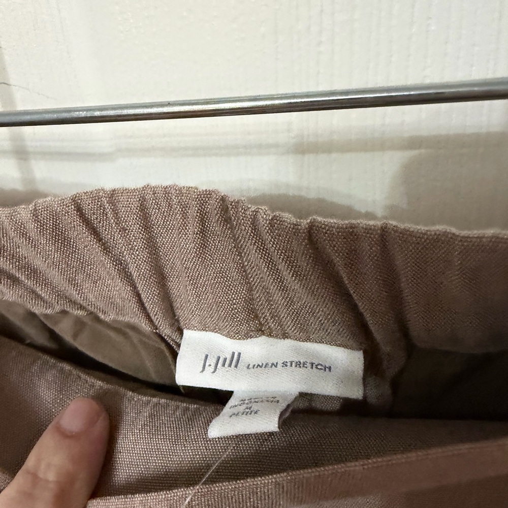 NWT J Jill Linen Stretch Pull On Ankle Pant in Saddle Khaki Tan sz medium p - Picture 4 of 5